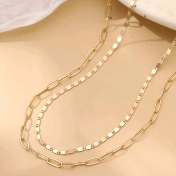 14K Gold Filled Paper Clip Layered Gold Filled Necklace - Picture 2 of 5